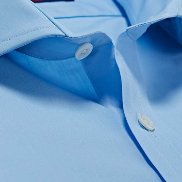 Classic Fit Plain Ice Blue Cotton Poplin Shirt with Cut-away Collar & Two Button Cuff