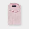 Contemporary Fit Pink Fine Bengal Stripe Cotton Poplin Shirt with Cut-away Collar & Two Button Cuff