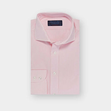 Contemporary Fit Pink Stripe Cotton Poplin Shirt with Cut-away Collar & Two Button Cuff