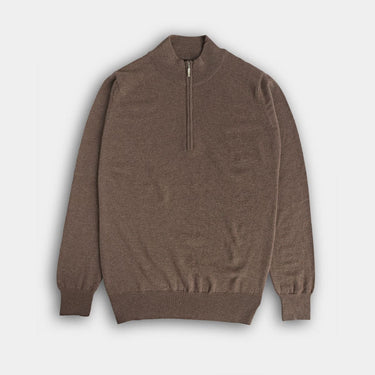 Wildebeest Brown Zip Neck Cashmere Sweater