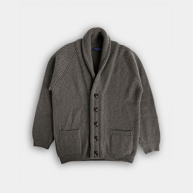 Grey Camel Hair Shawl Collar Cardigan