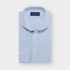 Contemporary Fit Blue & Navy Grid Check Cotton Shirt with Cut-away Collar & Two Button Cuff