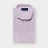 Contemporary Fit Pink & Navy Grid Check Cotton Shirt with Cut-away Collar & Two Button Cuff