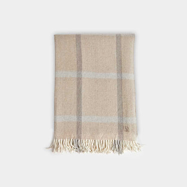 Fawn Pane Check Cashmere Shawl