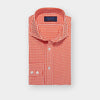 Contemporary Fit Orange Gingham Check Cotton Poplin Shirt with Cut-away Collar & Two Button Cuff