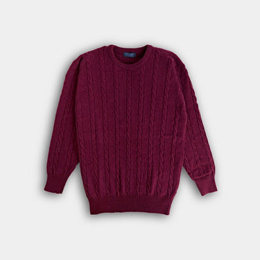 Damson Crew Neck Cable Knit Cashmere Sweater