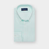 Contemporary Fit Plain Mint Green Linen Shirt with Button Down Collar & Two Button Cuff