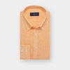 Contemporary Fit Plain Orange Linen Shirt with Button Down Collar & Two Button Cuff