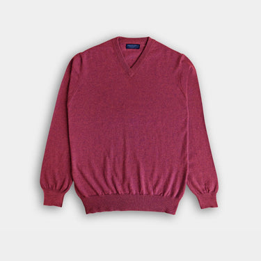 Raspberry V-Neck Cashmere Sweater