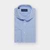 Classic Fit Plain Sky Blue Cotton Poplin Shirt with Cut-away Collar & Double Cuff