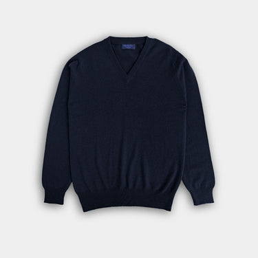 Navy V-Neck Cashmere Sweater