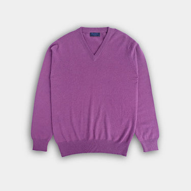 Purple V-Neck Cashmere Sweater