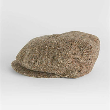 Beige & Brown Barleycorn Twill Wool Gatsby Cap