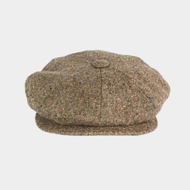 Beige & Brown Barleycorn Twill Wool Gatsby Cap