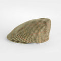 Beige & Green Houndstooth Check Wool Flat Cap