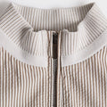 Beige Stripe Cotton Doria Lightweight Bomber Jacket