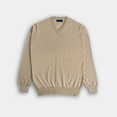 Beige V - Neck Cashmere Sweater