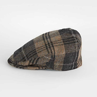 Black & Beige Check Wool Made In England Flat Cap