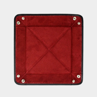 Black Leather & Red Suede Small Travel Tray