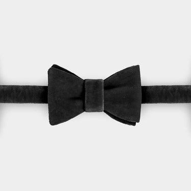 Black Silk Velvet Bow Tie