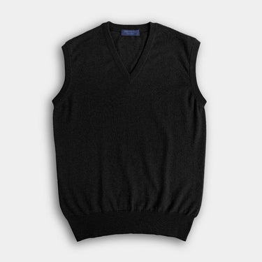 Black V - Neck Cashmere Slipover