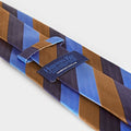 Blue, Brown & Navy Block Stripe Silk Tie