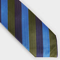 Blue, Green & Navy Block Stripe Silk Tie