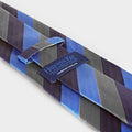 Blue, Grey & Navy Block Stripe Silk Tie