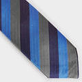 Blue, Grey & Navy Block Stripe Silk Tie