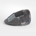 Blue Patchwork Wool Flat Cap