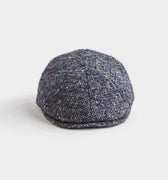 Blue Pick & Pick Weave Donegal Tweed Wool Toni Cap