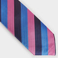 Blue, Pink & Navy Block Stripe Silk Tie