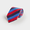 Blue, Red & Navy Block Stripe Silk Tie