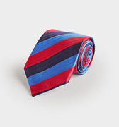 Blue, Red & Navy Block Stripe Silk Tie