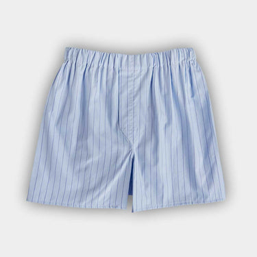 Blue Stripe Cotton Poplin Boxer Shorts