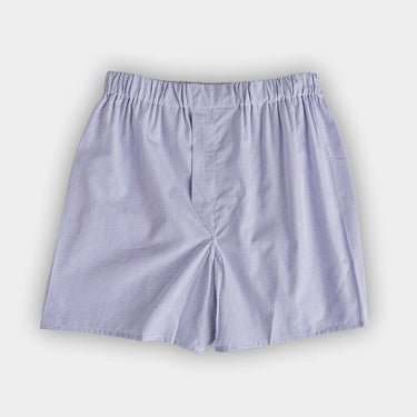 Blue & White Check Cotton Poplin Boxer Shorts