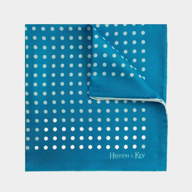 Blue & White Medium Spot Silk Pocket Square