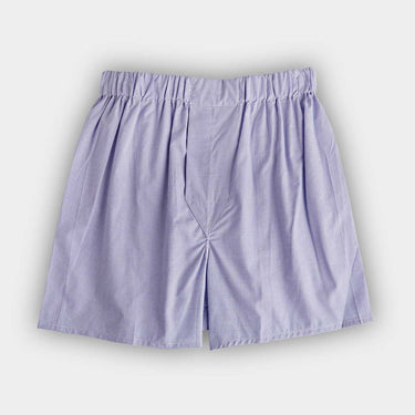 Blue & White Micro Check Cotton Poplin Boxer Shorts