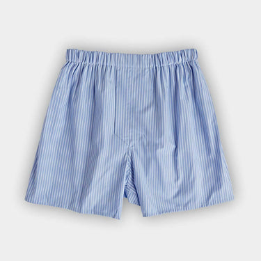 Blue & White Stripe Cotton Poplin Boxer Shorts