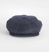 Blue With Wine POW Check Wool & Cashmere Gatsby Cap