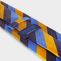 Blue, Yellow & Navy Block Stripe Silk Tie