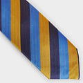 Blue, Yellow & Navy Block Stripe Silk Tie