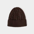 Brown Cable Knit Cashmere Beanie