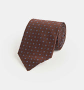 Brown Miniature Floral Motif Silk Tie