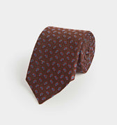 Brown Silk Tie With Small Bean Motif