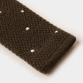 Brown & White Spot Knitted Cashmere Tie