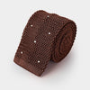 Brown & White Spot Knitted Silk Tie