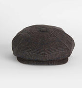 Brown With Blue POW Check Wool & Cashmere Gatsby Cap