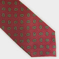 Burgundy Small Paisley Motif Printed Silk Tie