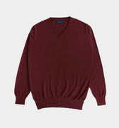 Burgundy V - Neck Cashmere Sweater